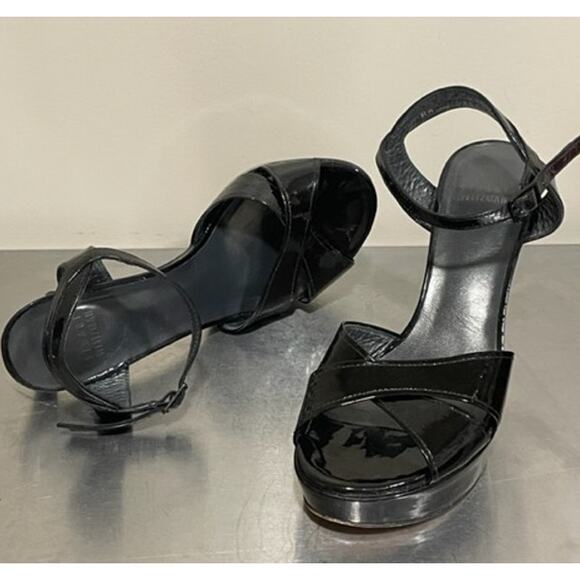Stuart Weitzman Patent Leather Strappy Platform Stilettos Women's Sz 7 - Picture 2 of 12